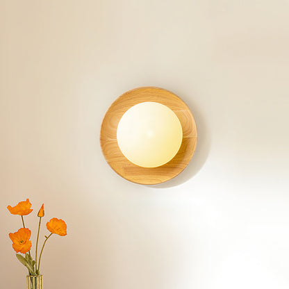 Glass Shade And Dimmable G9 Socket Walnut Wood Wall Lamp