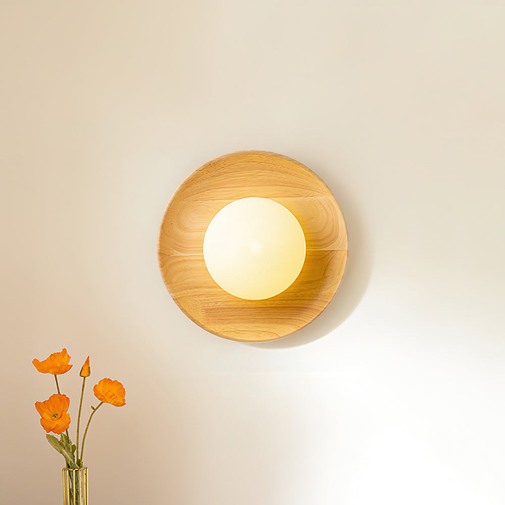 Glass Shade And Dimmable G9 Socket Walnut Wood Wall Lamp
