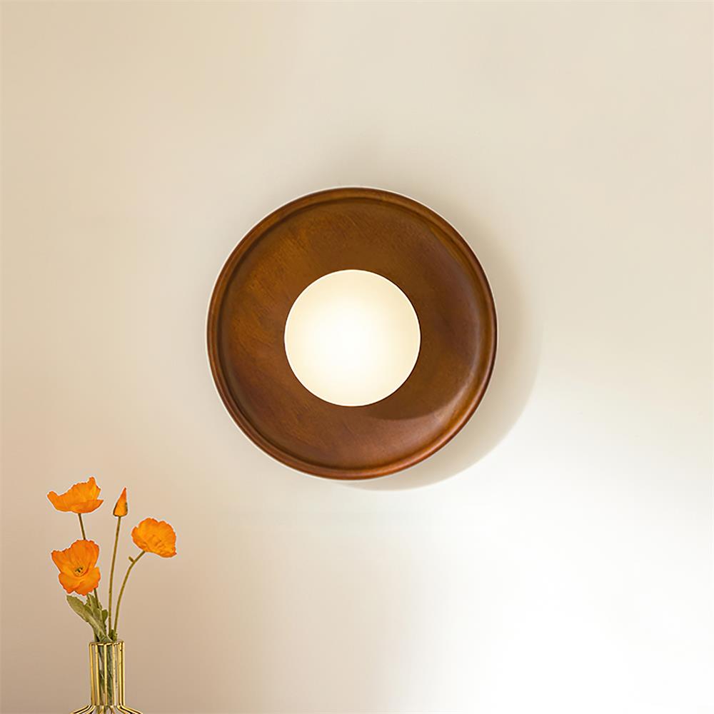 Glass Shade And Dimmable G9 Socket Walnut Wood Wall Lamp