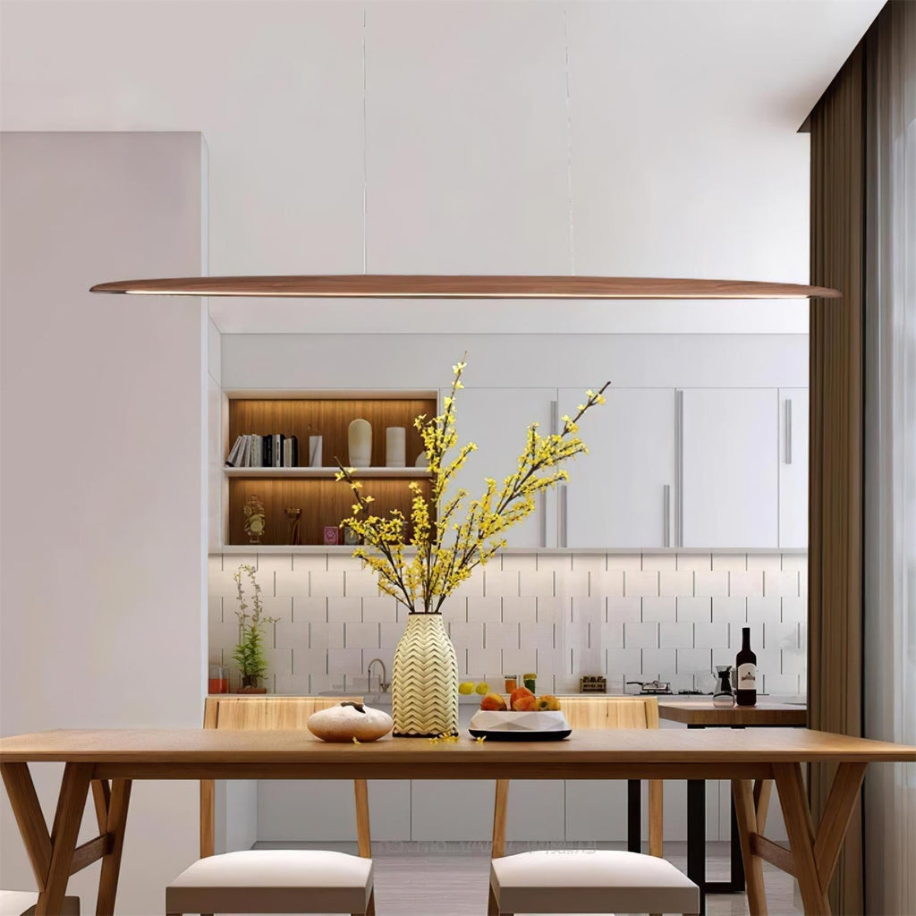 Warm Glow Minimalist Wooden Integrated LED Pendant Light