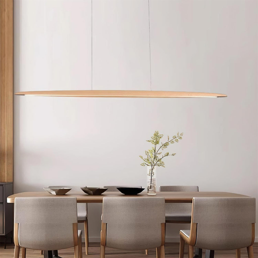 Warm Glow Minimalist Wooden Integrated LED Pendant Light