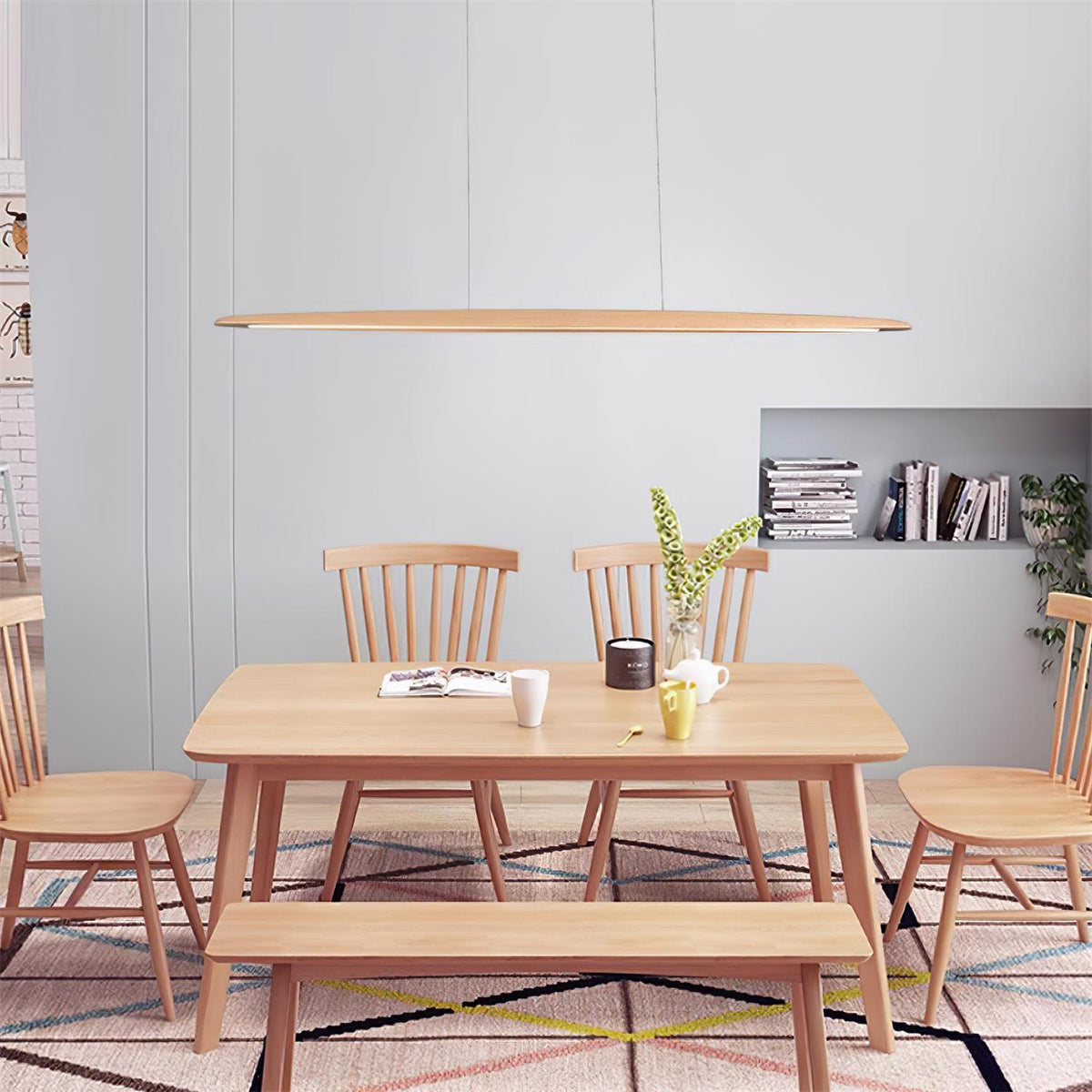 Warm Glow Minimalist Wooden Integrated LED Pendant Light