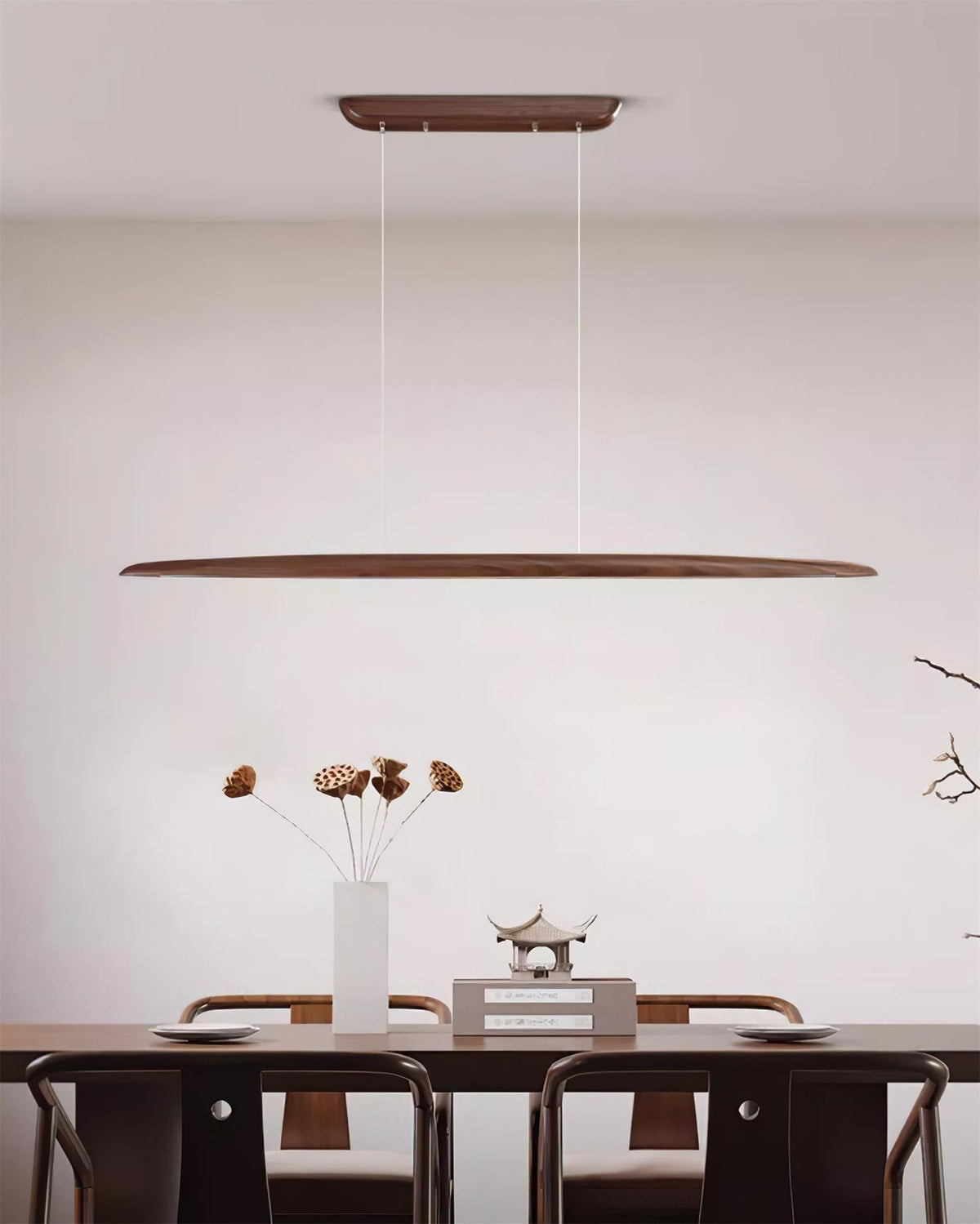 Warm Glow Minimalist Wooden Integrated LED Pendant Light