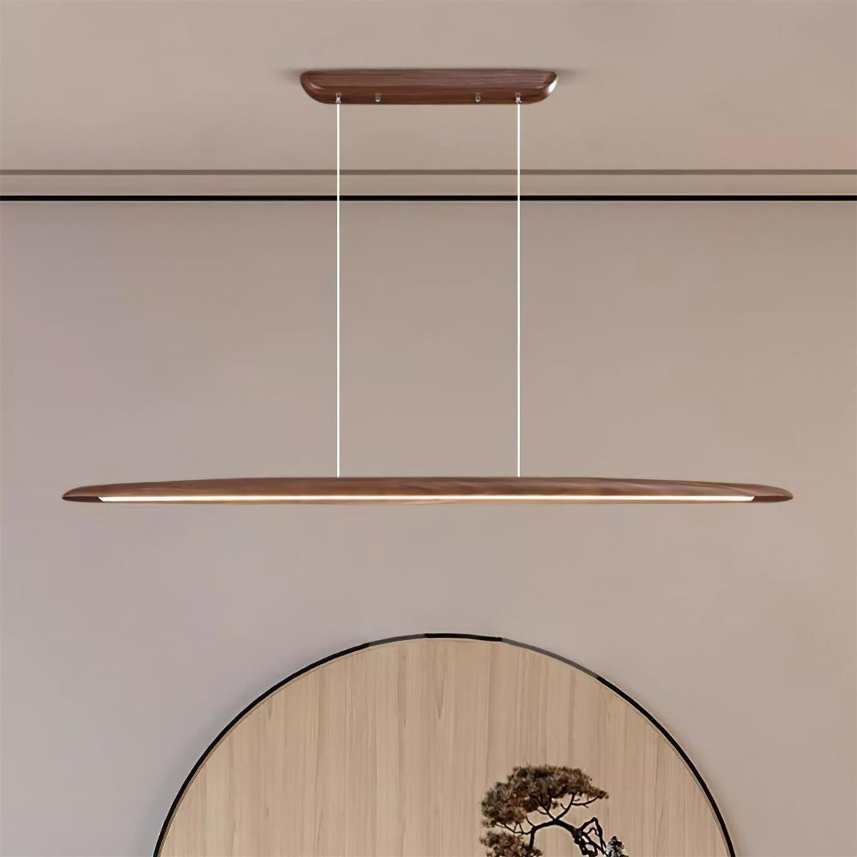 Warm Glow Minimalist Wooden Integrated LED Pendant Light