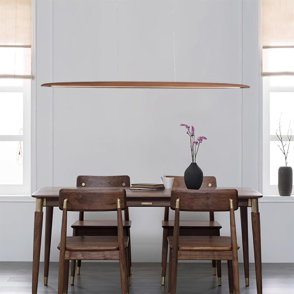 Warm Glow Minimalist Wooden Integrated LED Pendant Light