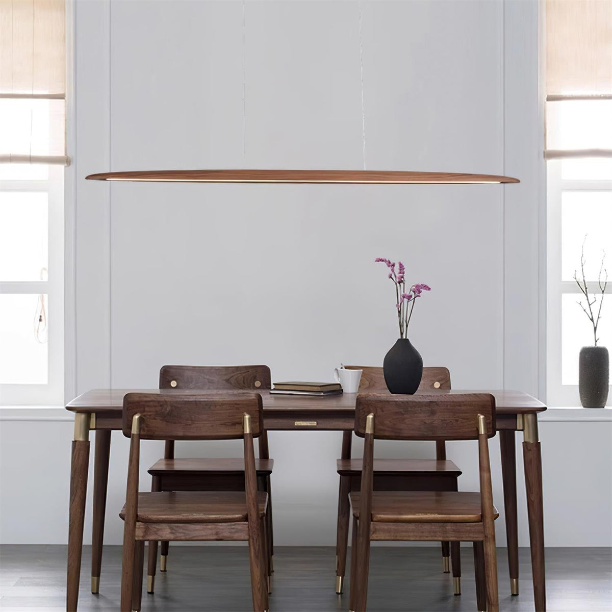 Warm Glow Minimalist Wooden Integrated LED Pendant Light