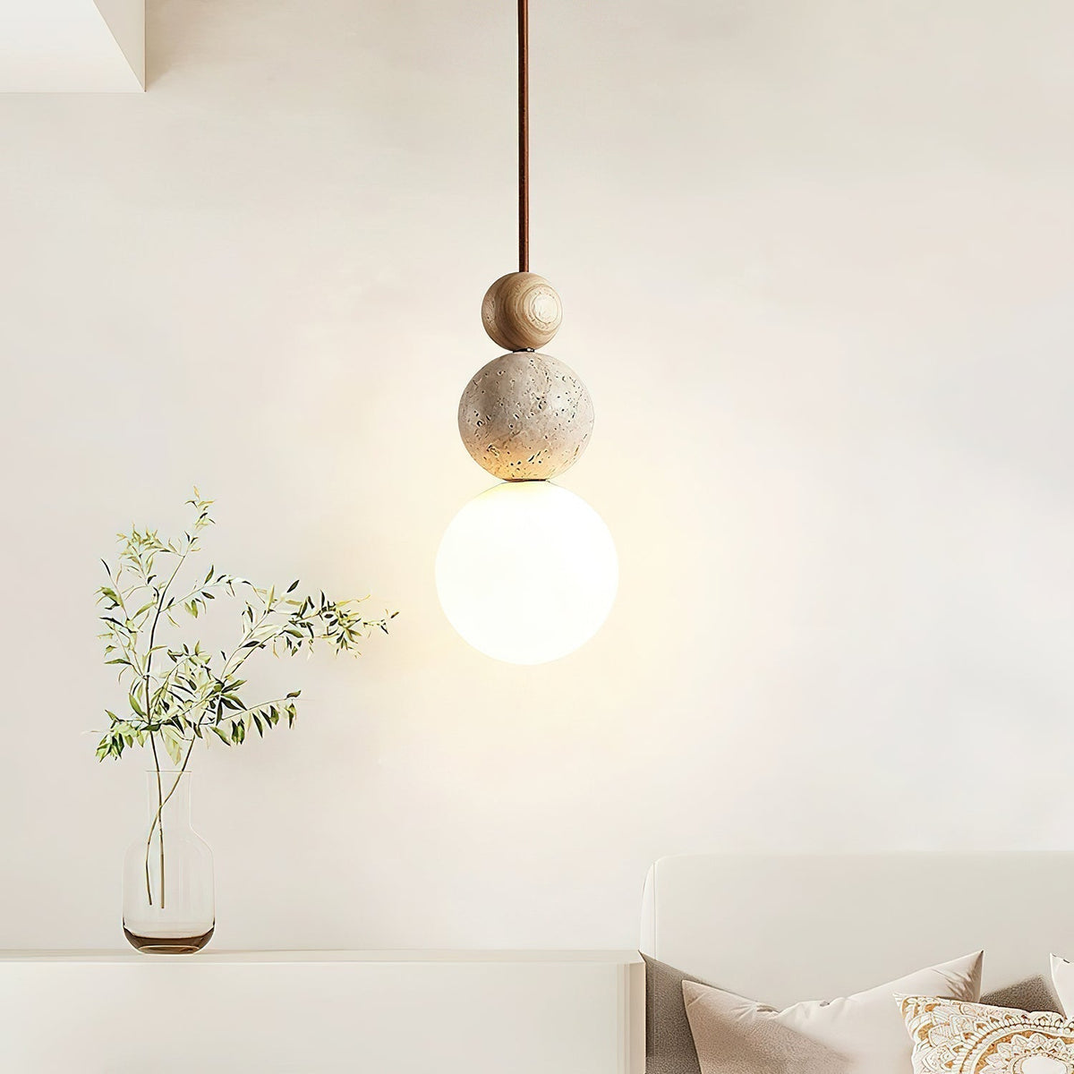 Warm Glow Travertine Yellow Cluster Sphere Pendant Light