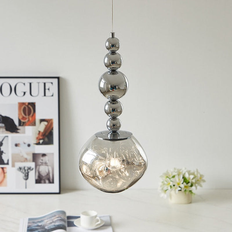 Ambient Glow Glass Shade Retro Chrome LED Pendant Light