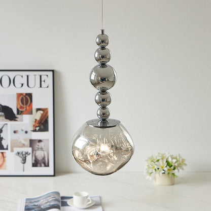 Ambient Glow Glass Shade Retro Chrome LED Pendant Light