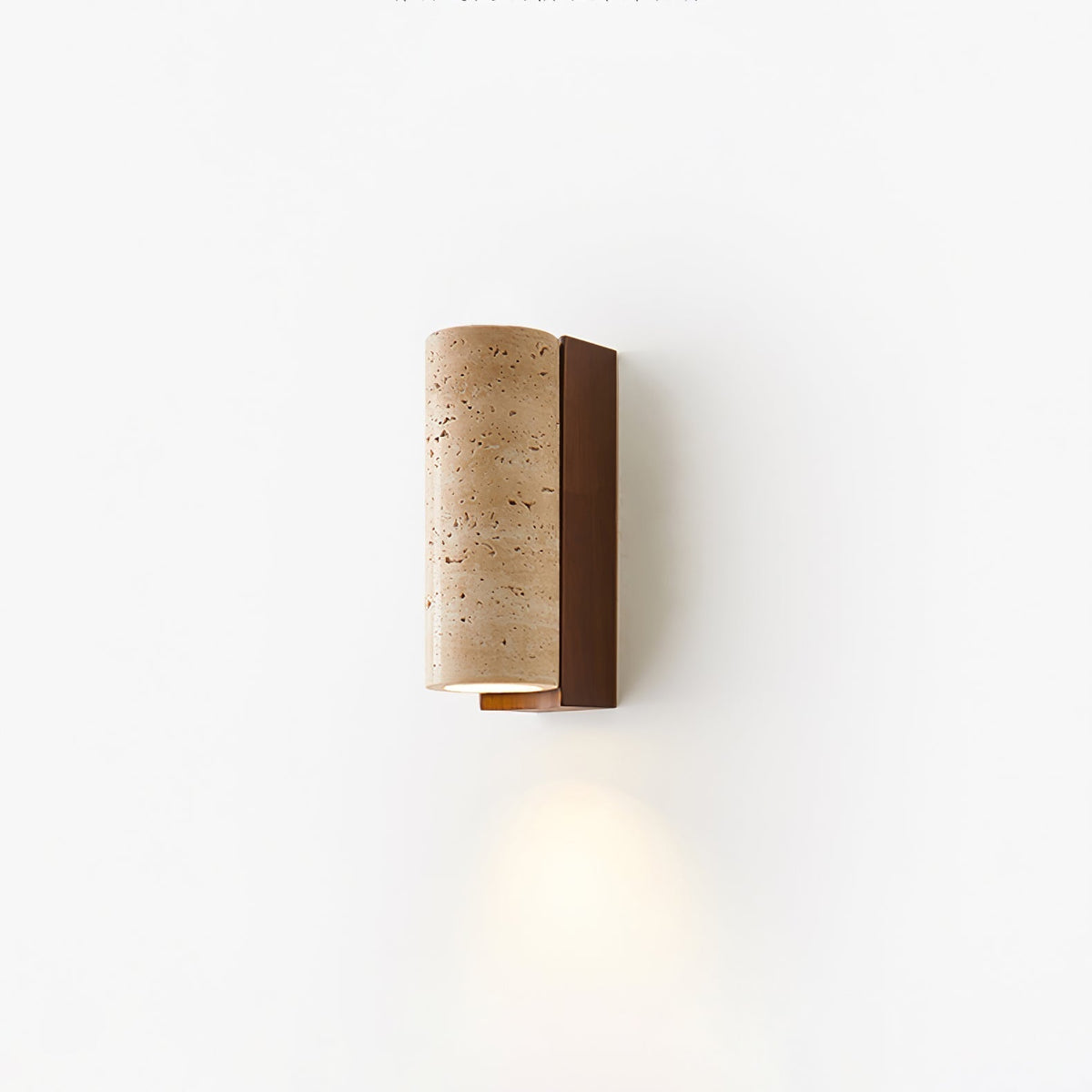 Wood Accent Wall Light With Curved Travertine