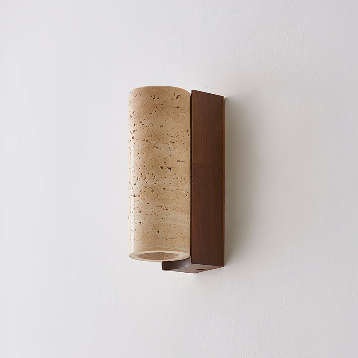 Wood Accent Wall Light With Curved Travertine
