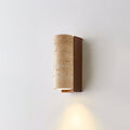 Wood Accents With Curved Travertine Wall Lamp