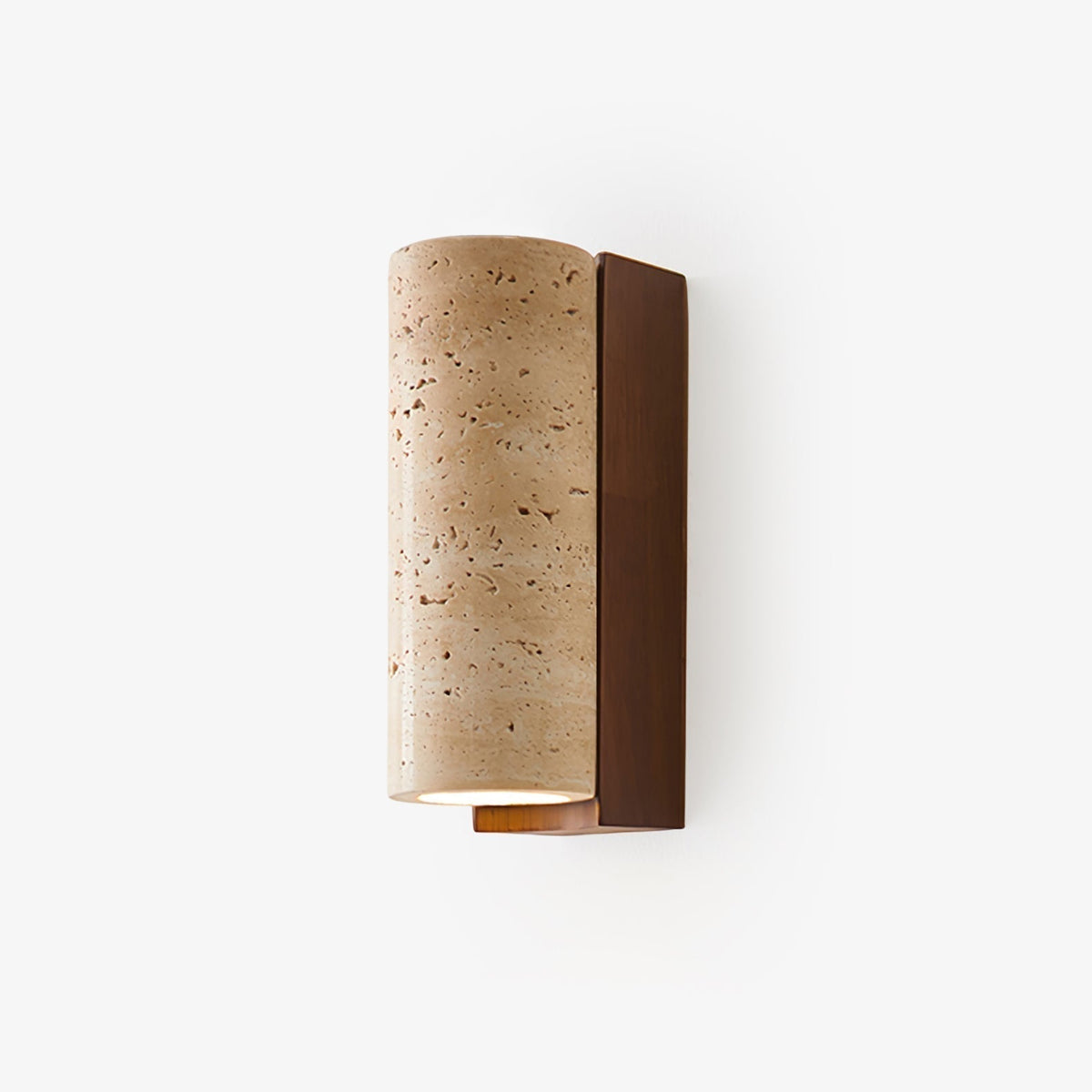 Wood Accent Wall Light With Curved Travertine