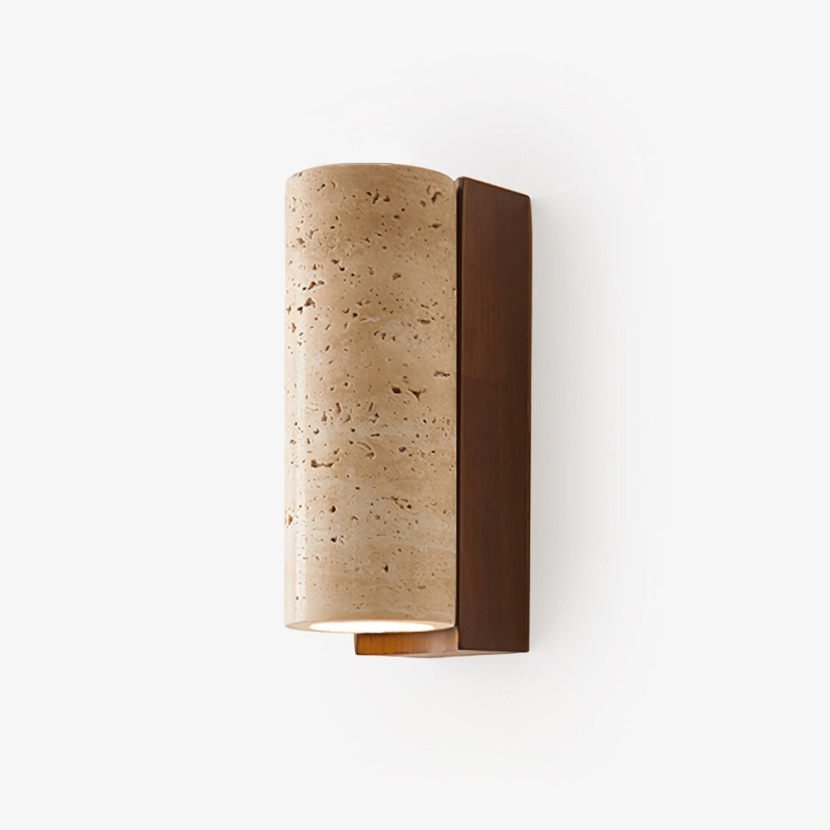 Wood Accent Wall Light With Curved Travertine