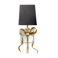 Wall Light With Brass Bow Accent And Noir Fabric Shade