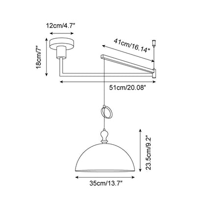 Pendant Lamp With Wood Accents And Adjustable Swing Arm For Ambient Lighting
