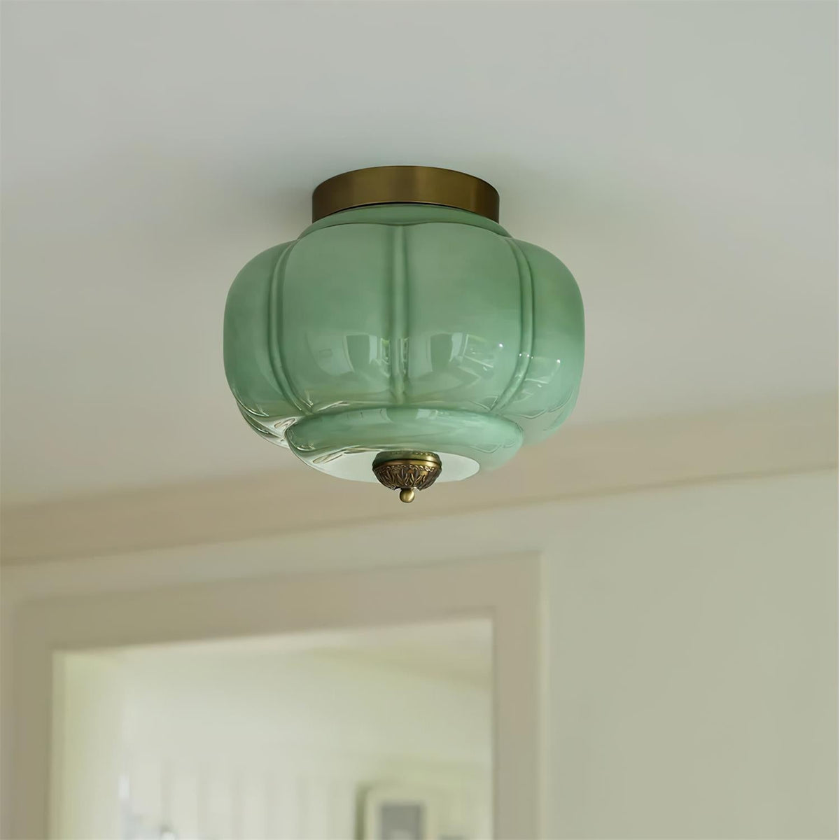 Metal Canopy Glass Green Light Ceiling