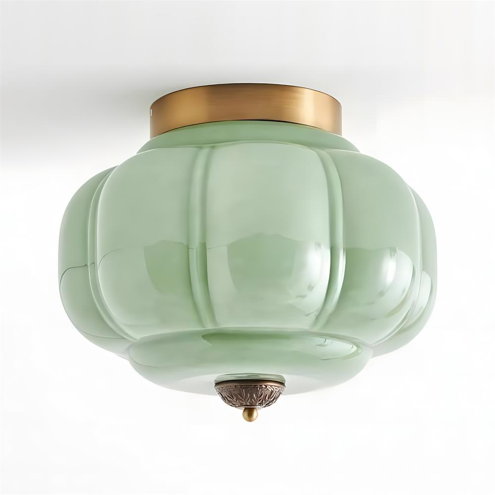 Metal Canopy Glass Green Light Ceiling