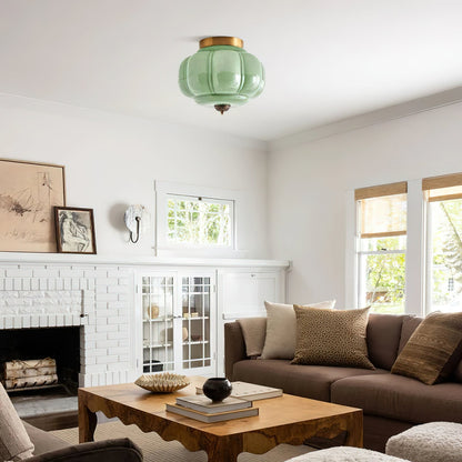 Metal Canopy Glass Green Light Ceiling
