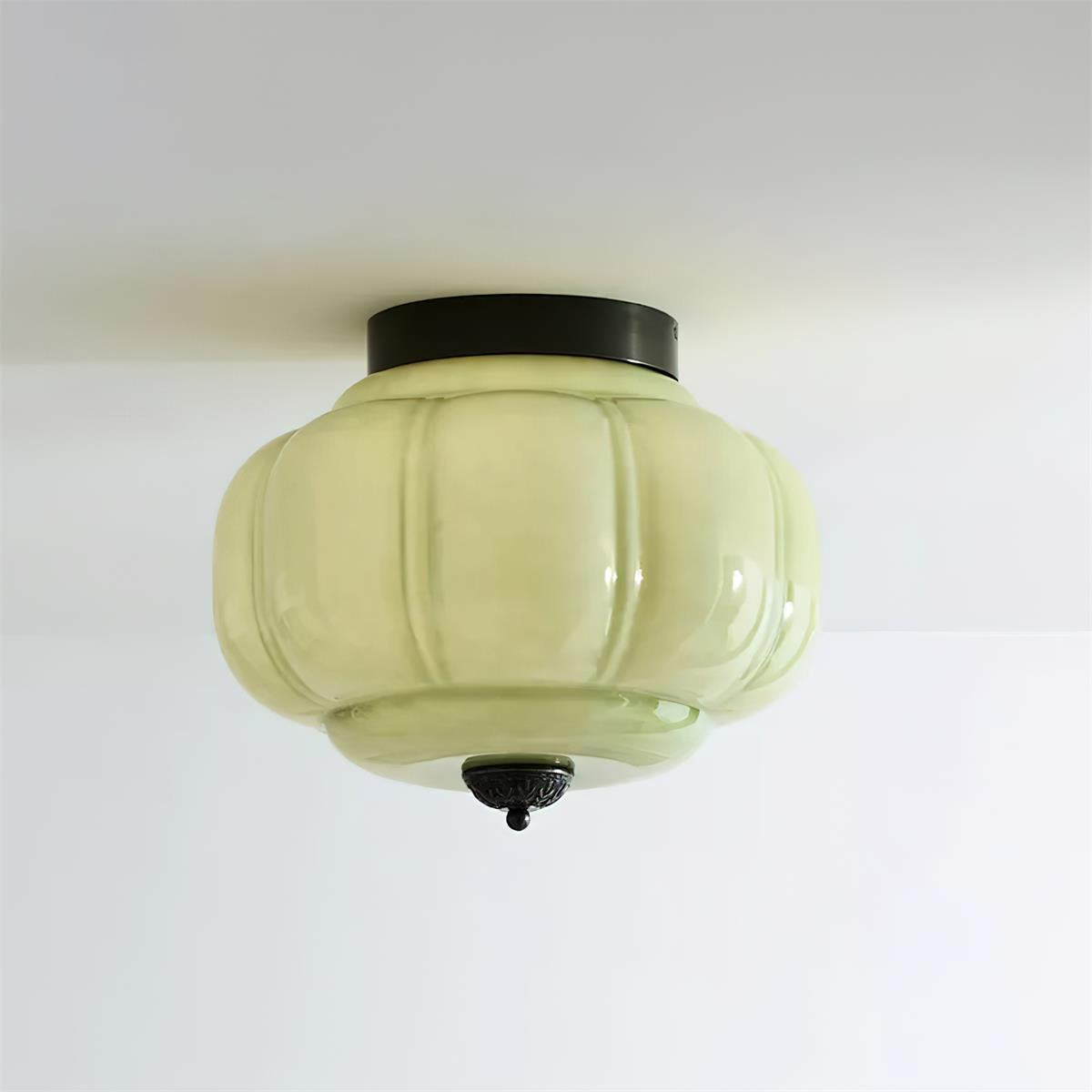 Metal Canopy Glass Green Light Ceiling