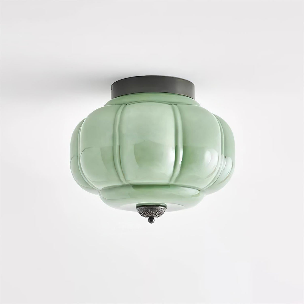 Metal Canopy Glass Green Light Ceiling