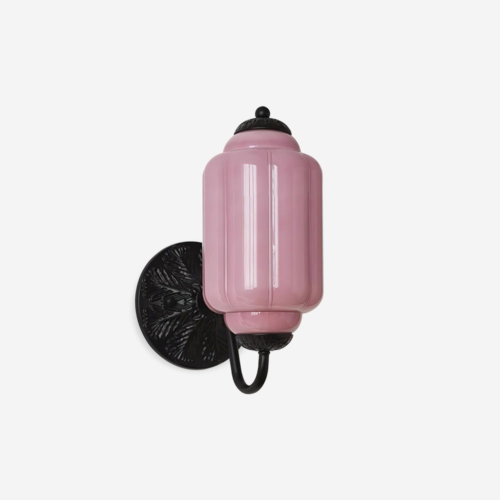 Glass Wall Sconce With Brass Frame Timeless Pink