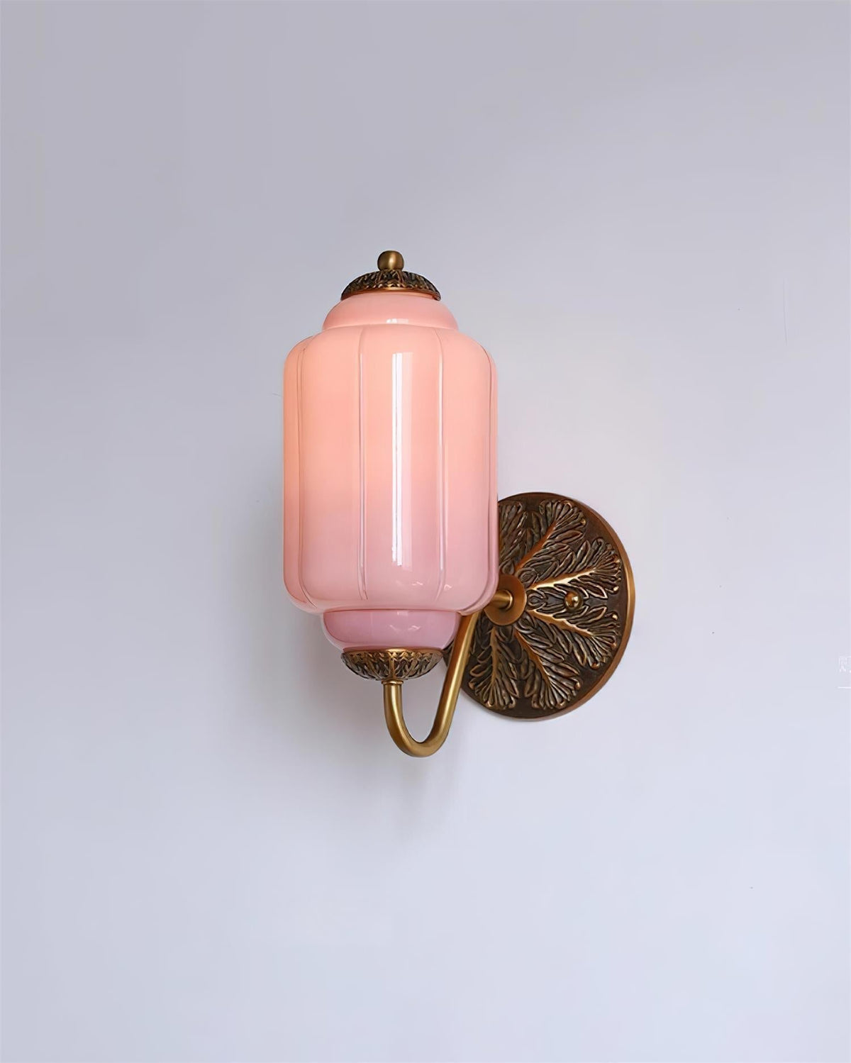 Glass Wall Sconce With Brass Frame Timeless Pink