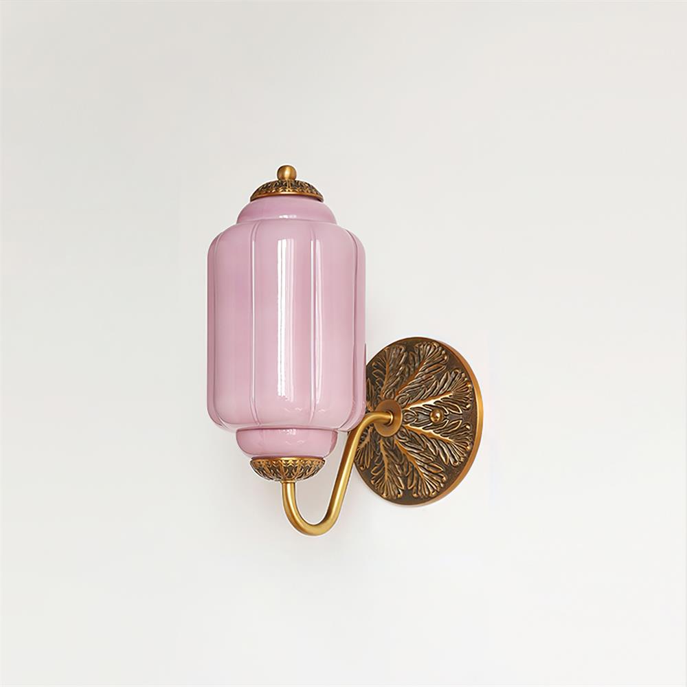 Glass Wall Sconce With Brass Frame Timeless Pink