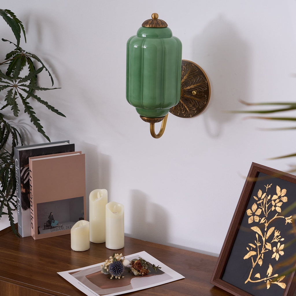 Glass Wall Sconce With Brass Frame Timeless Pink