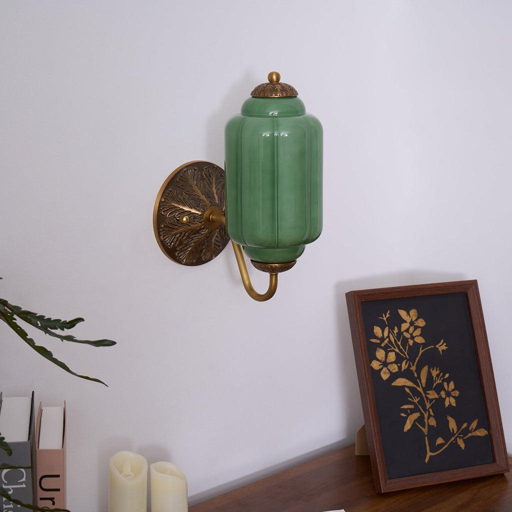 Glass Wall Sconce With Brass Frame Timeless Pink