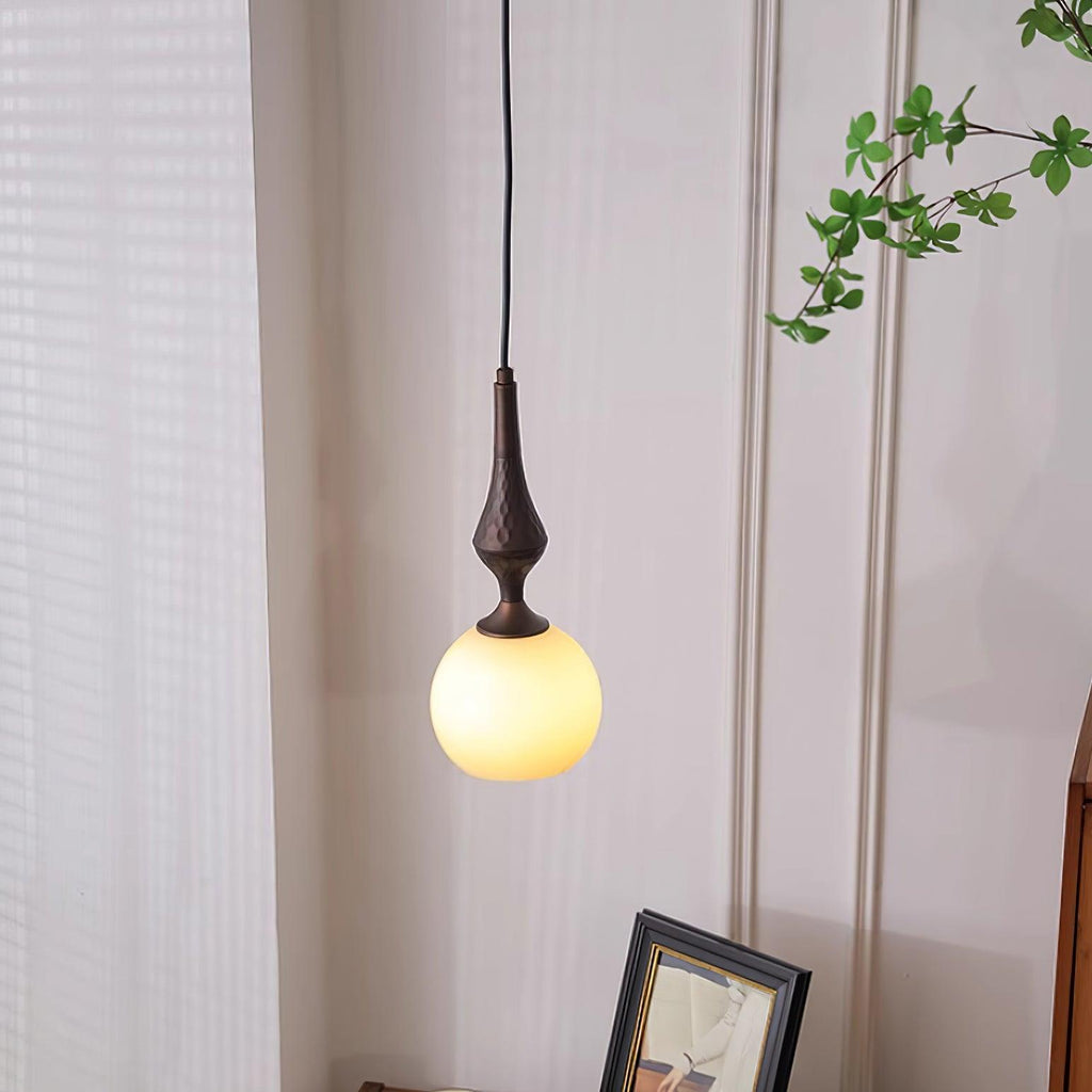 Dimmable White Shade Vintage Brown Glass Pendant Lamp