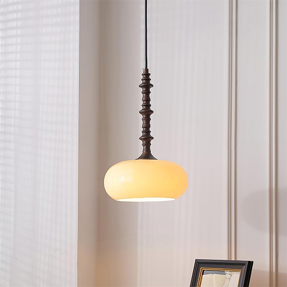 Dimmable White Shade Vintage Brown Glass Pendant Lamp