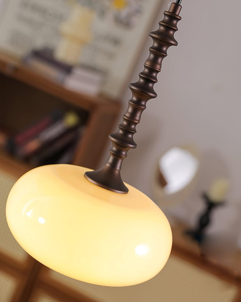 Dimmable White Shade Vintage Brown Glass Pendant Lamp