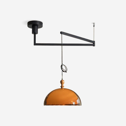 Pendant Lamp With Wood Accents And Adjustable Swing Arm For Ambient Lighting
