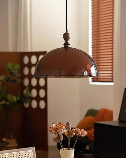 Pendant Lamp With Wood Accents And Adjustable Swing Arm For Ambient Lighting