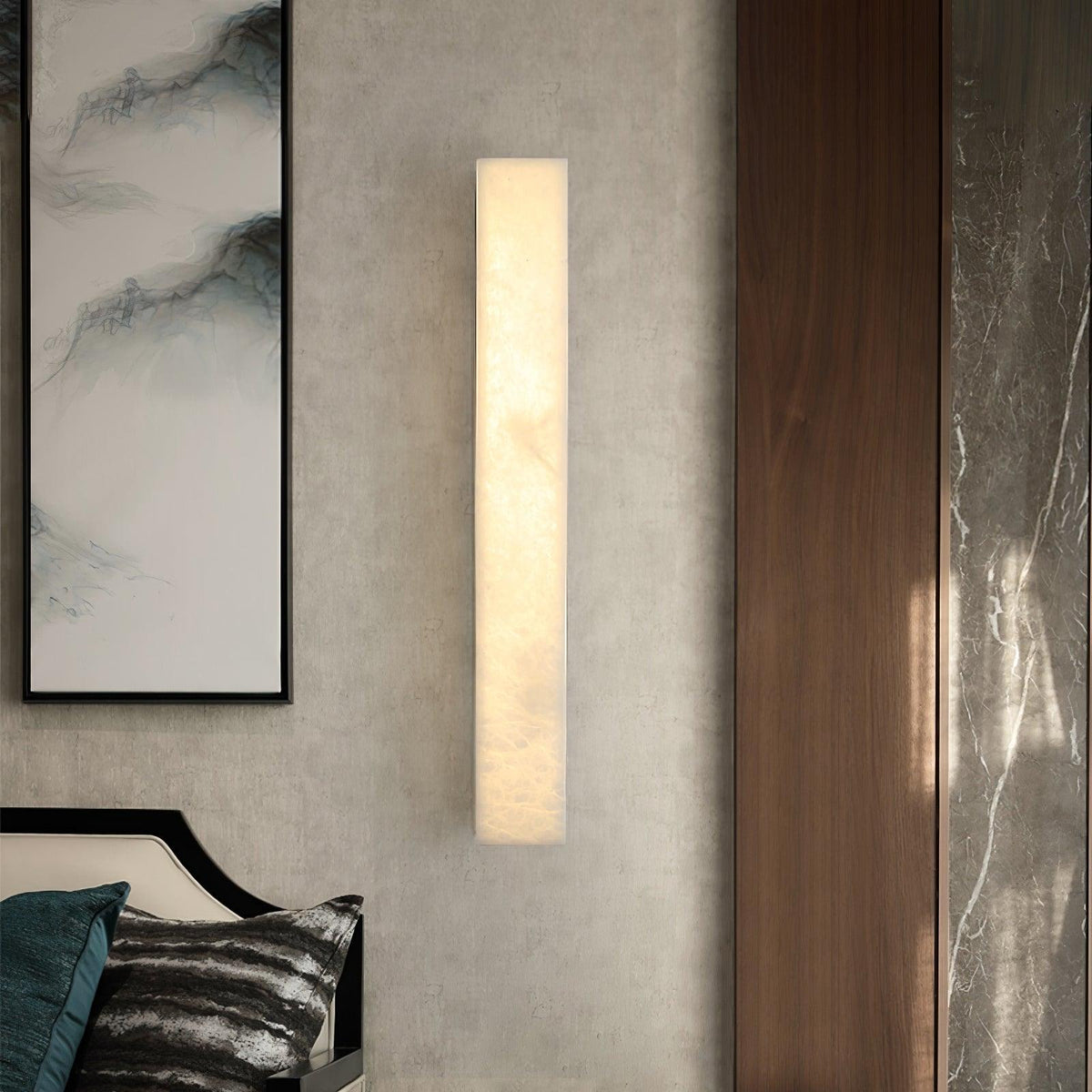 Alabaster Brass Vertical Wall Light