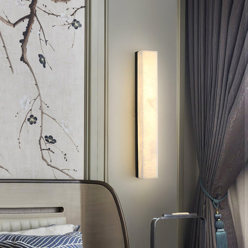 Alabaster Brass Vertical Wall Light