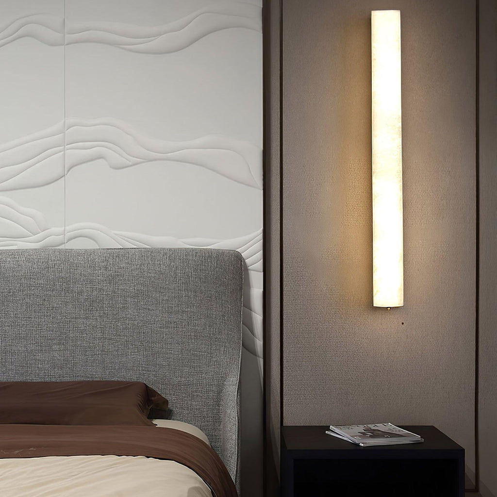 Alabaster Brass Vertical Wall Light