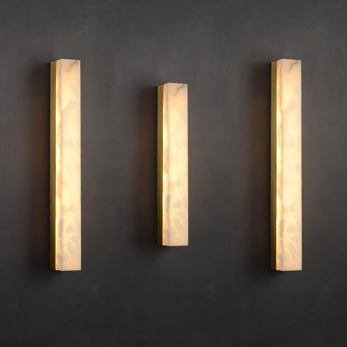 Alabaster Brass Vertical Wall Light