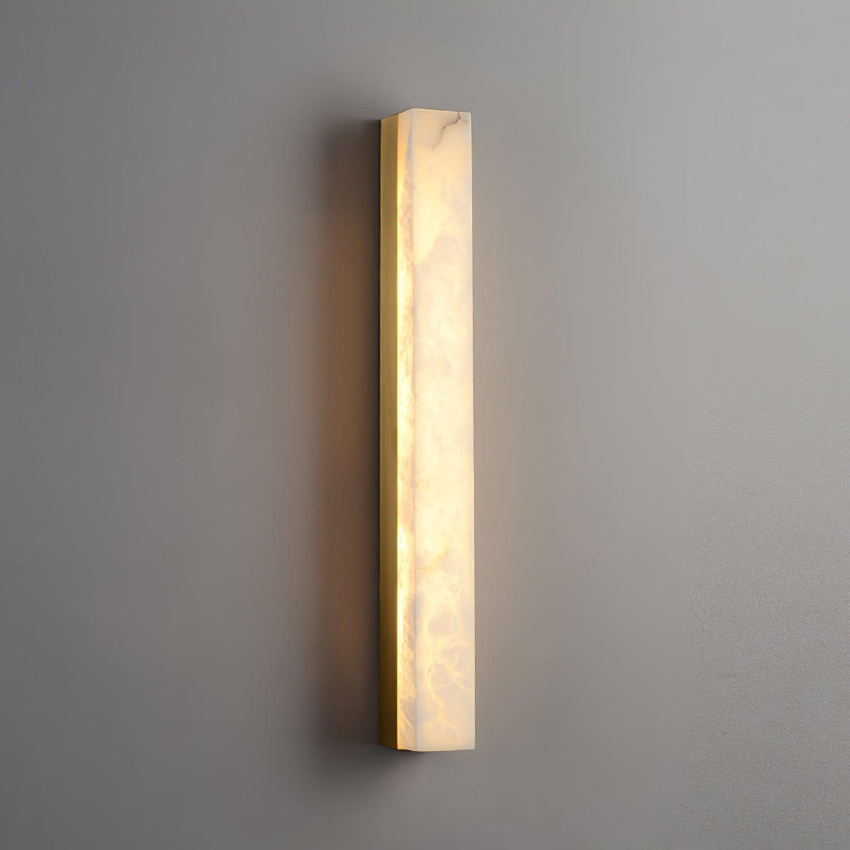 Alabaster Brass Vertical Wall Light