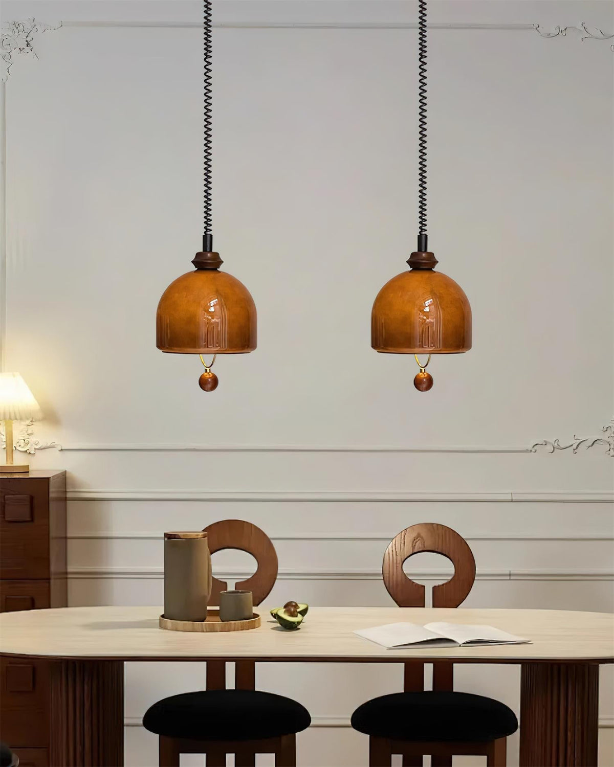 Pendant Light Dimmable Glass Vintage Black Matte