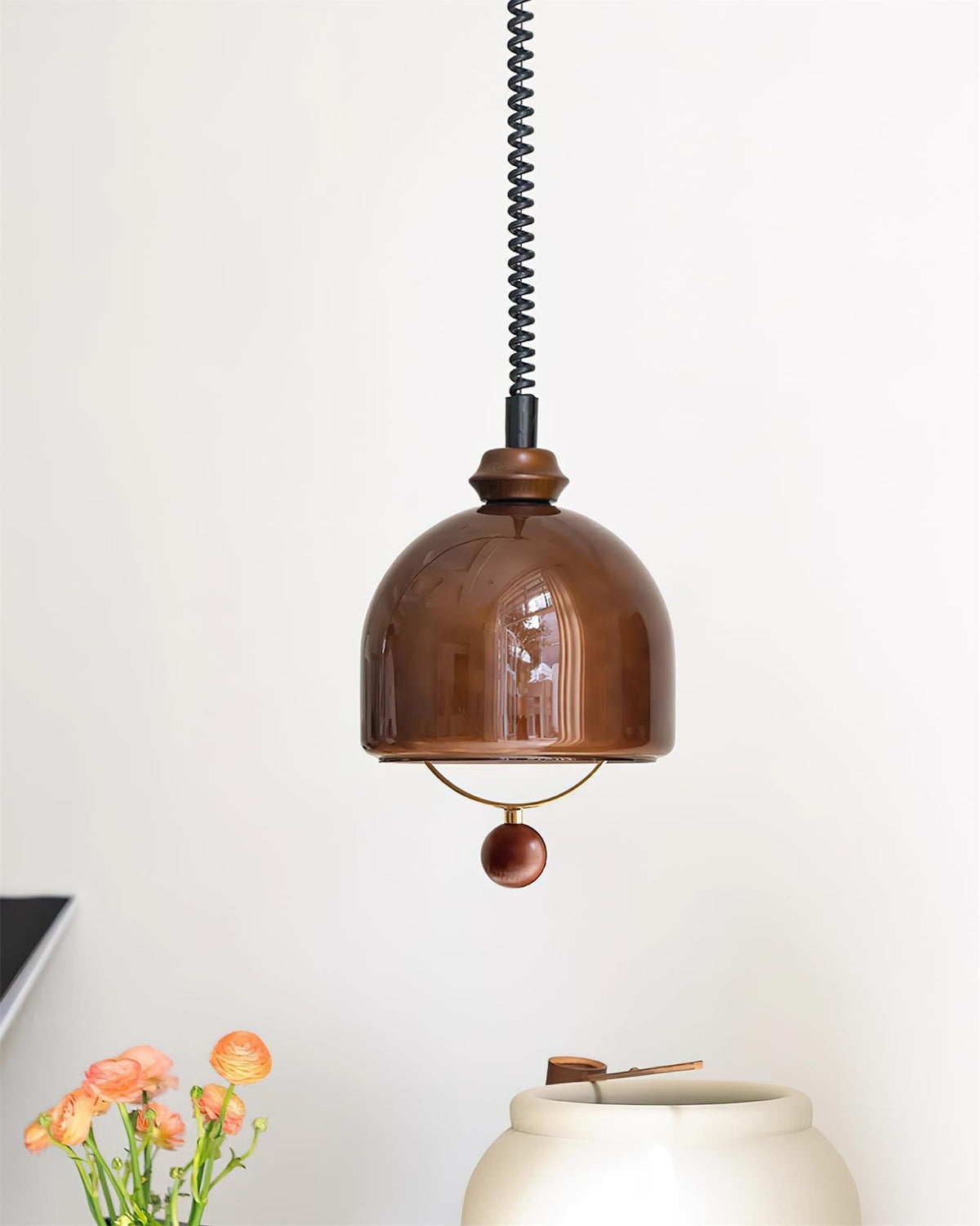 Pendant Light Dimmable Glass Vintage Black Matte