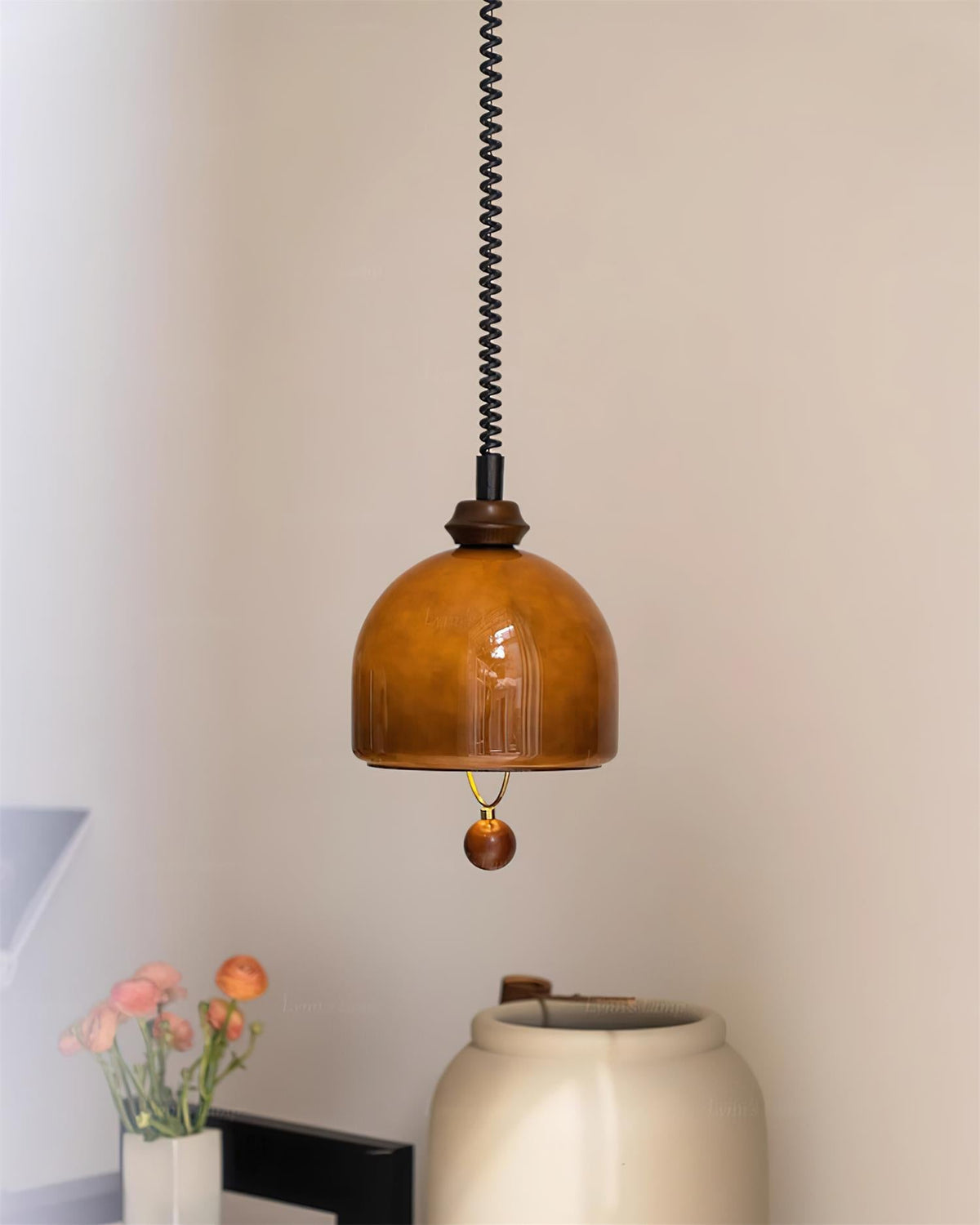 Pendant Light Dimmable Glass Vintage Black Matte