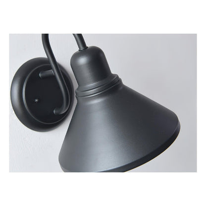 Downward Glow Outdoor Matte Black Cone Shaped Wall Light