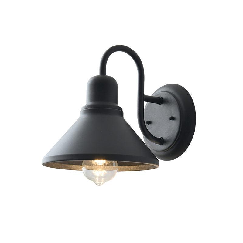 Downward Glow Outdoor Matte Black Cone Shaped Wall Light