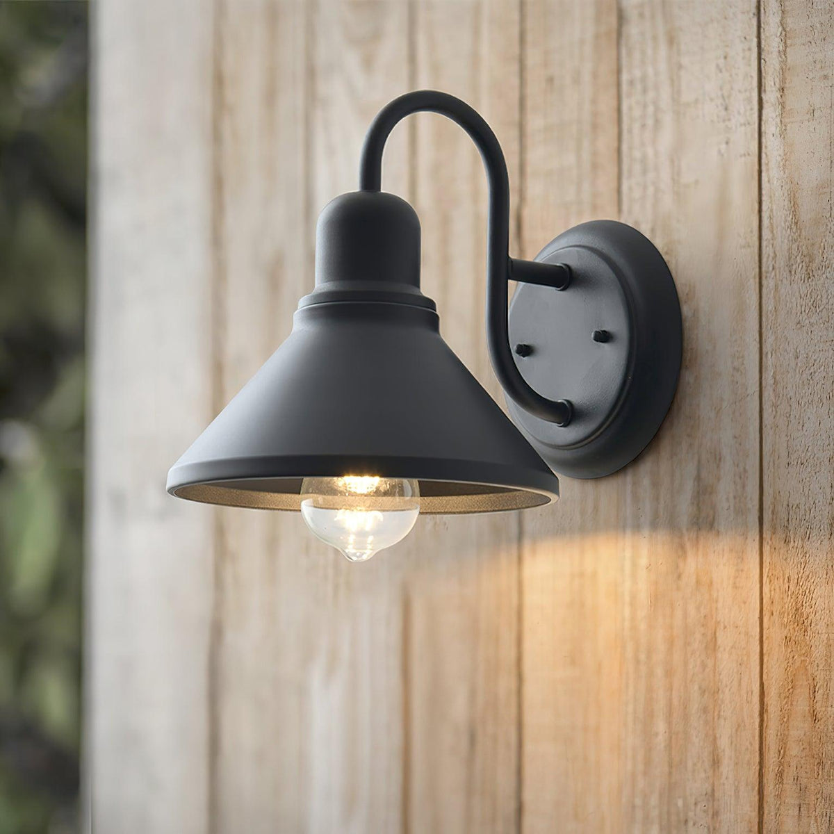 Downward Glow Outdoor Matte Black Cone Shaped Wall Light