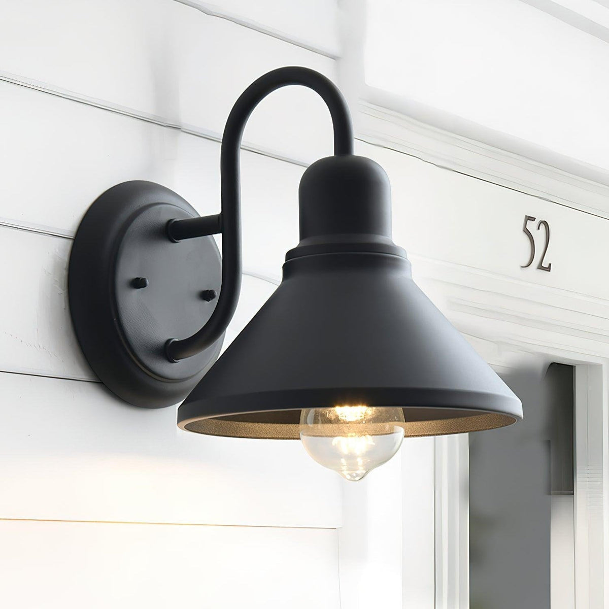 Downward Glow Outdoor Matte Black Cone Shaped Wall Light