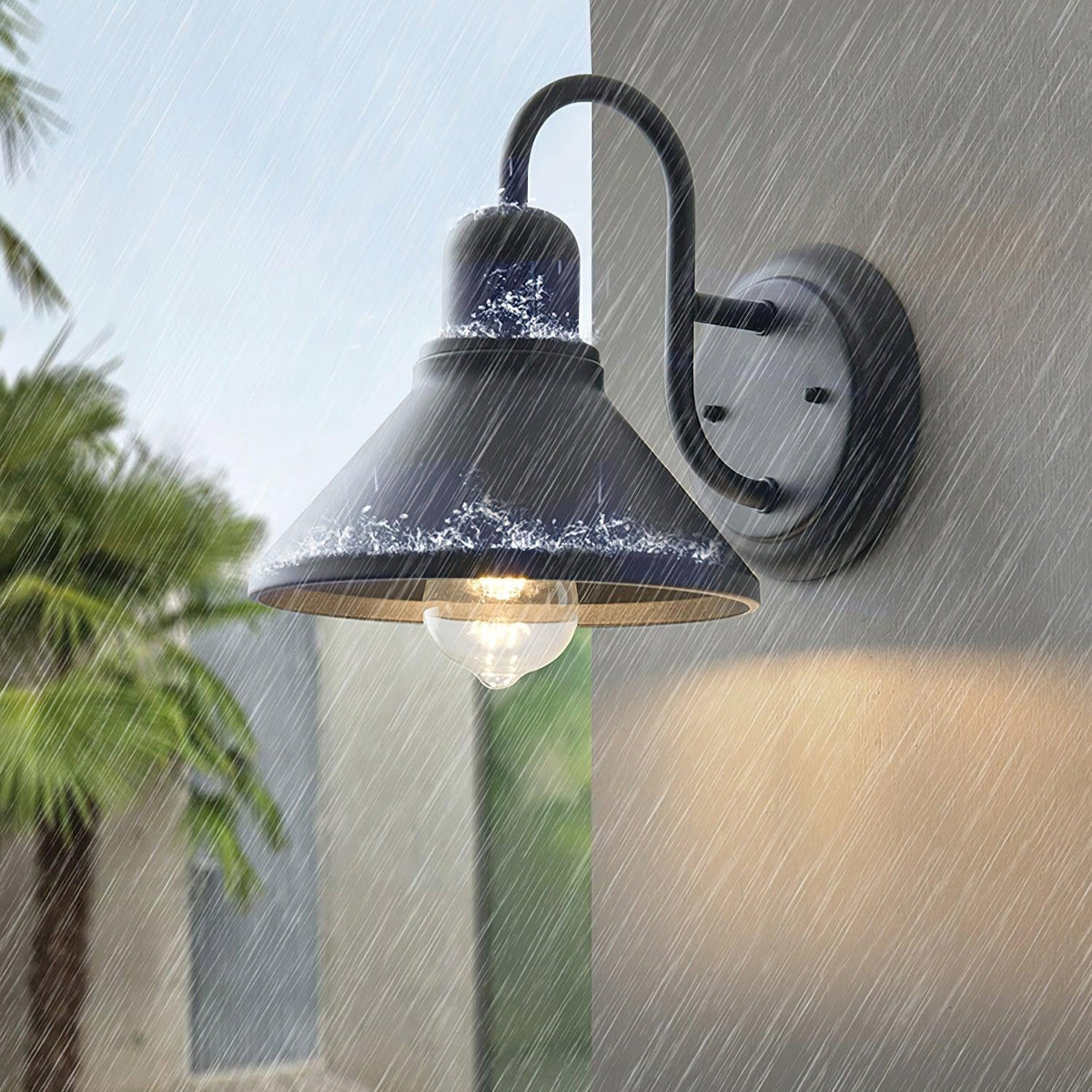 Downward Glow Outdoor Matte Black Cone Shaped Wall Light