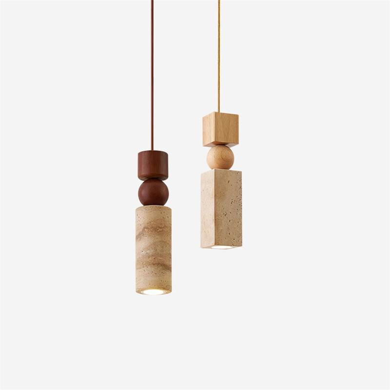 Pendant Light Wood Travertine Geometric Nordic