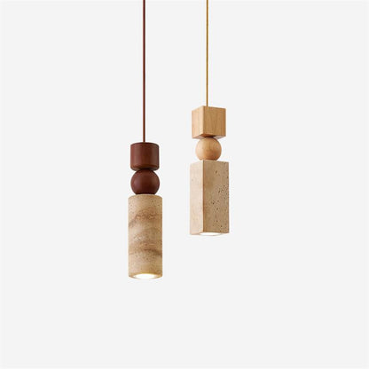 Pendant Light Wood Travertine Geometric Nordic
